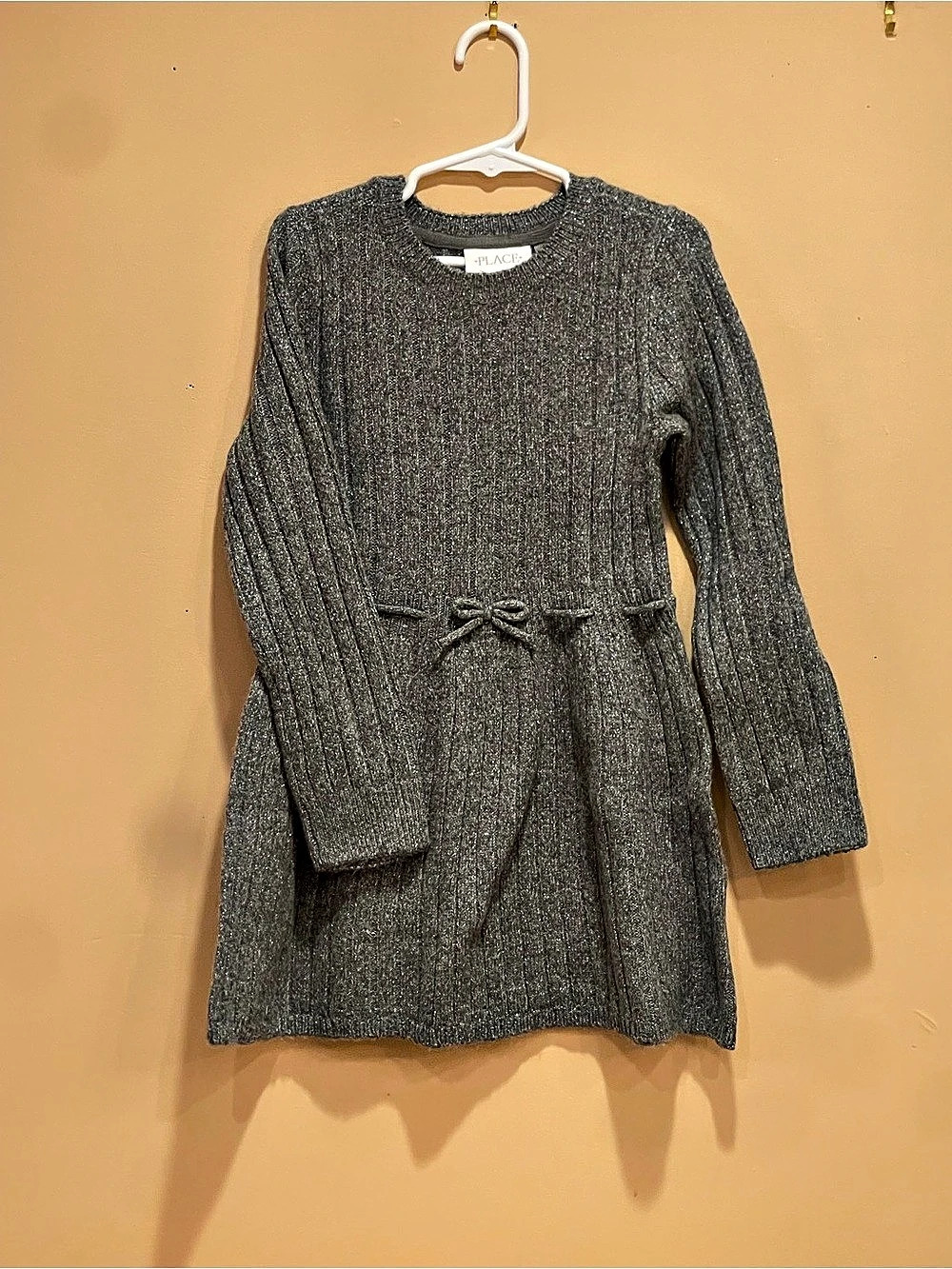 The Children's Place Girls Long Sleeve Bow Ribbed Sweater Dress Girls Ribbed